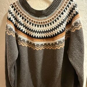 Women Nordic Pattern Sweater - Brown and Cream